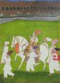 Raja Viram Dev of Ghanerao out riding with attendants, 1770