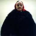Dame Barbara Hepworth in her familiar fur coat, 1970